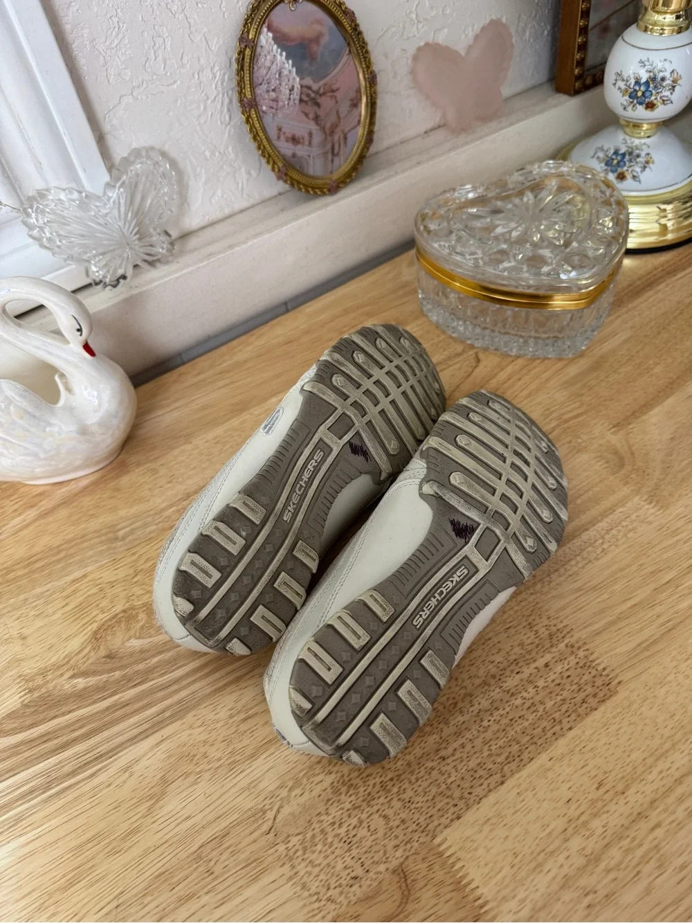 Skechers Y2K Sporty Ballet Flats Beige Mesh Slip On Sneakers Size 7